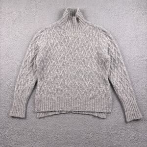 Red Maple Sweater Womens Medium Gray Alpaca Knit Pullover Long Cable Knit Mock